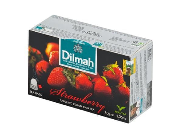 Dilmah Čierny čaj, 20x1,5g, s vôňou jahôd